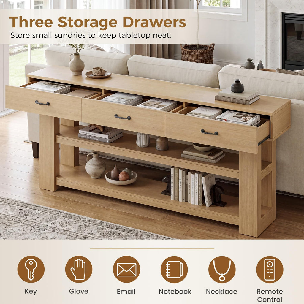 Oak Console Table with Drawers Z325994
