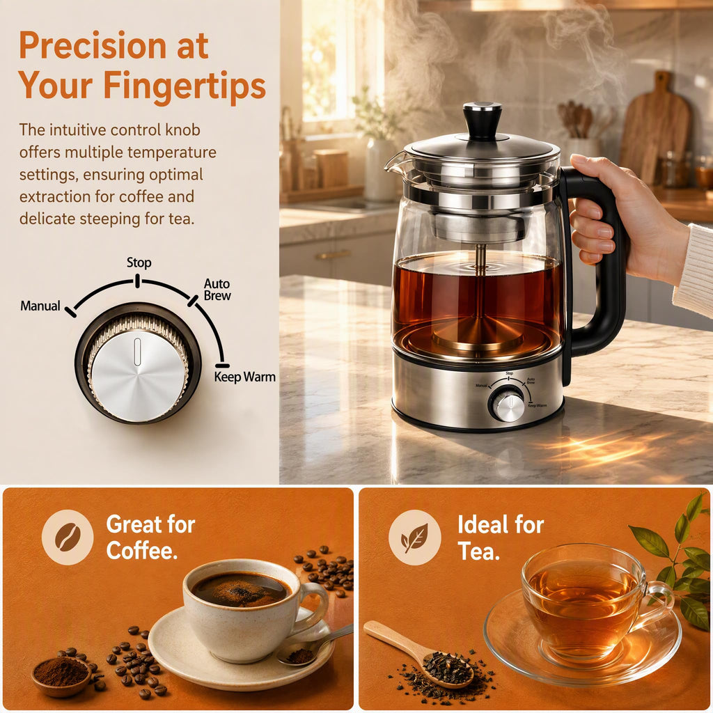 Electric Percolator Coffee Pot, Borosilicate Glass Coffee Maker C4351