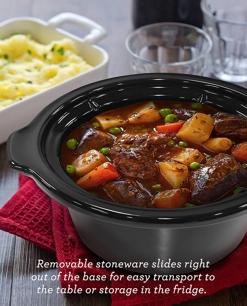 Electric Oval Slow Cooker, 2 Qt, Metallic Red R1781