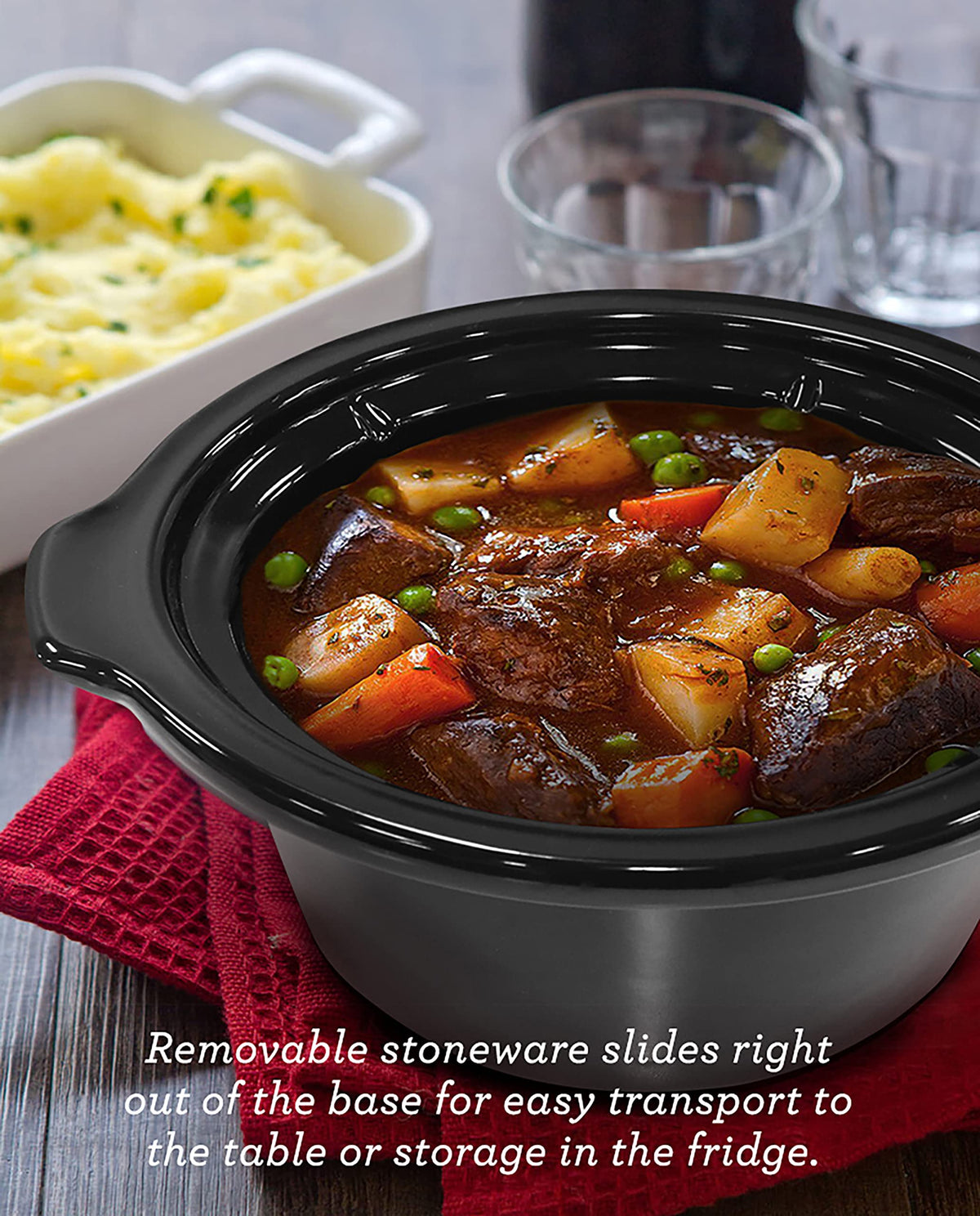 Electric Oval Slow Cooker, 2 Qt, Metallic Red R1781