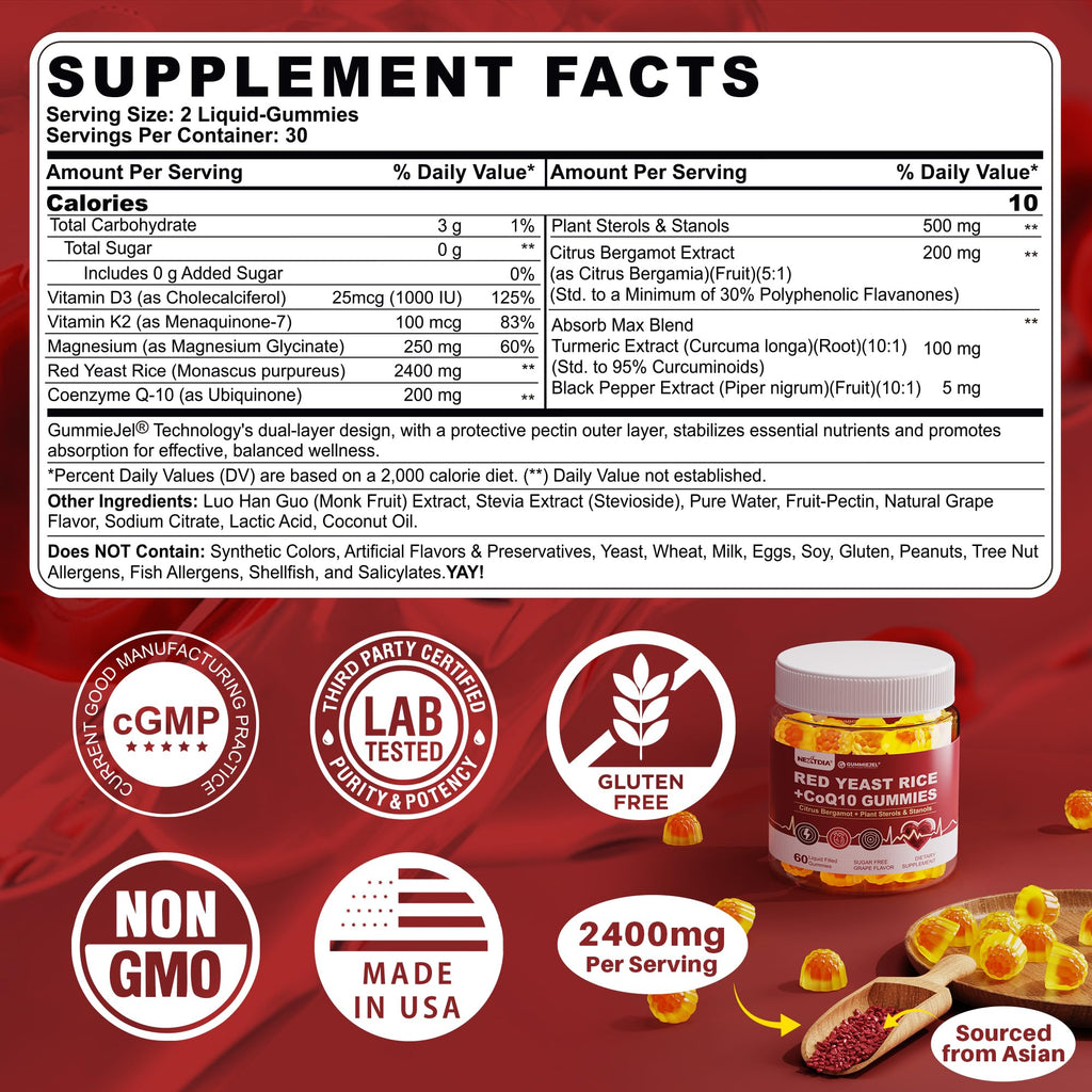 Red Yeast Rice Gummies 2400MG with CoQ10 Y577537