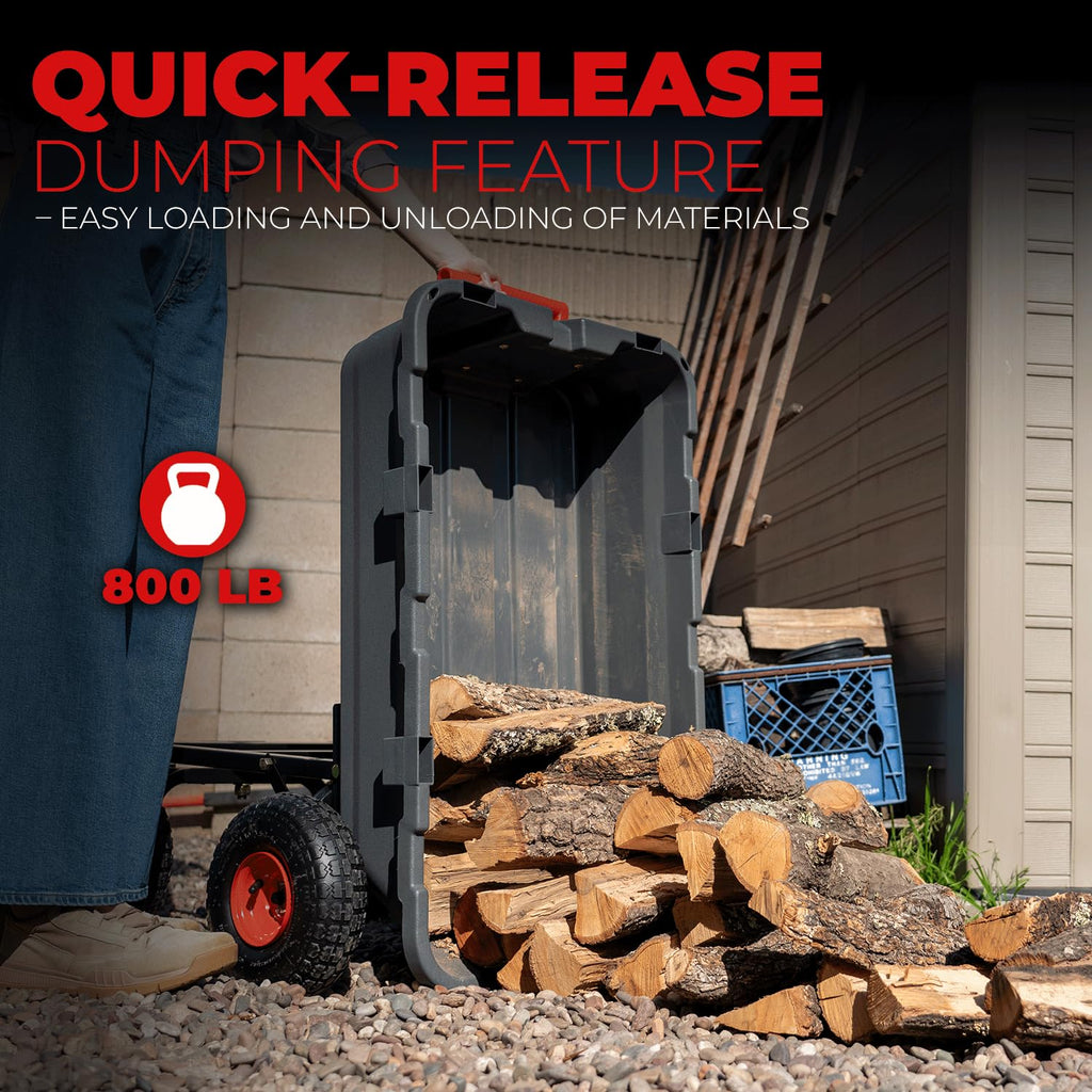 Heavy Duty 2-in-1 Convertible Handle Garden Dump Cart 800-Pound 10" Pneumatic Tires Y775293