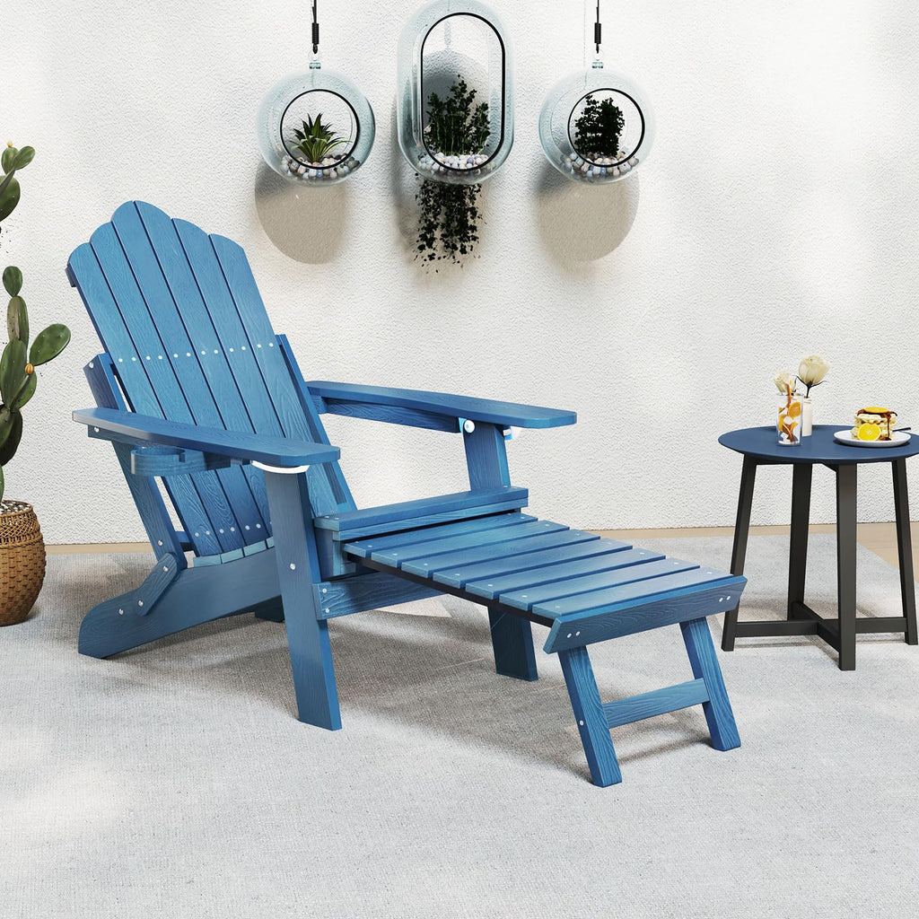 Folding Adirondack Chair with Adjustable Backrest and Ottoman P7041