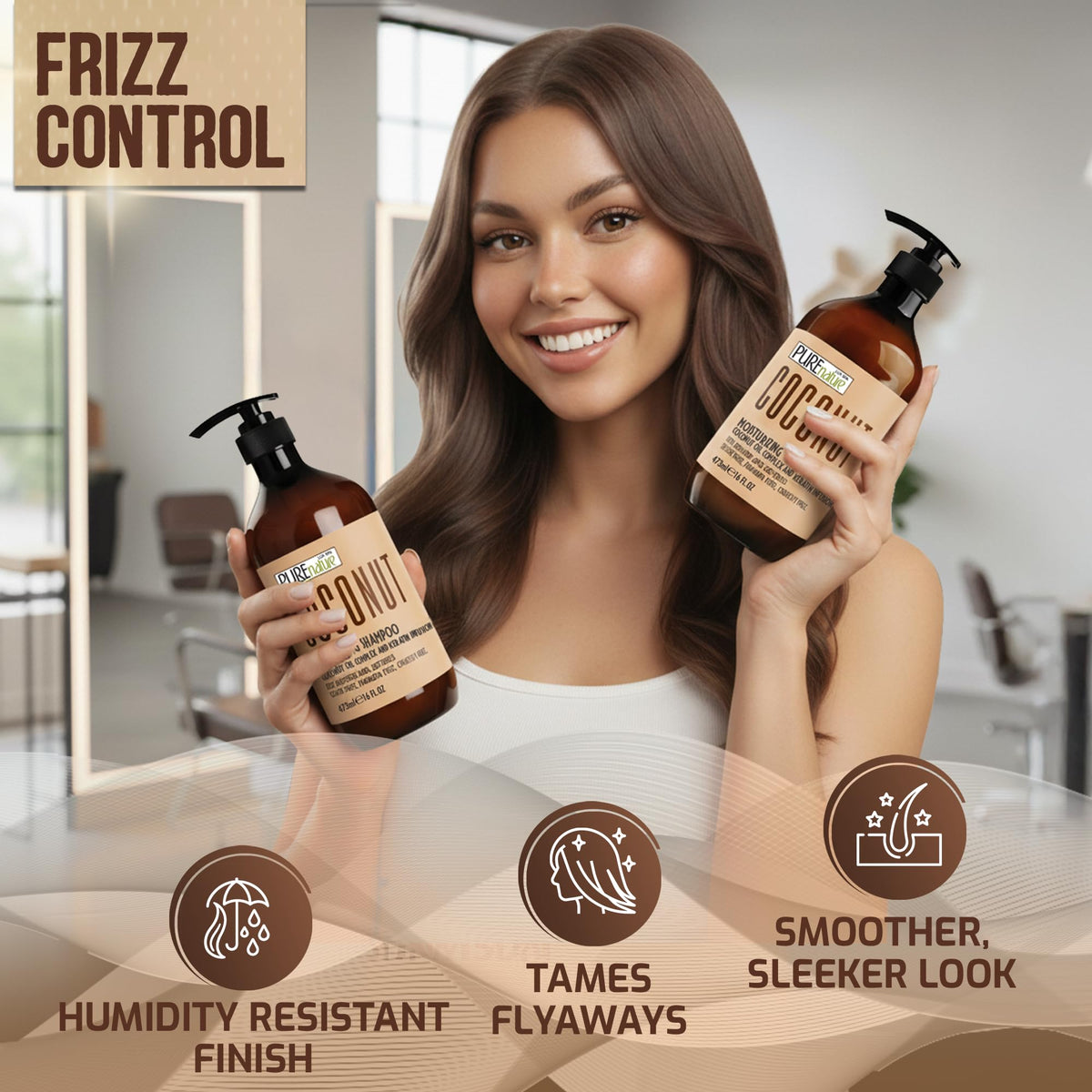 Sulfate Free Coconut Shampoo and Conditioner Set 16 Fl Oz K436