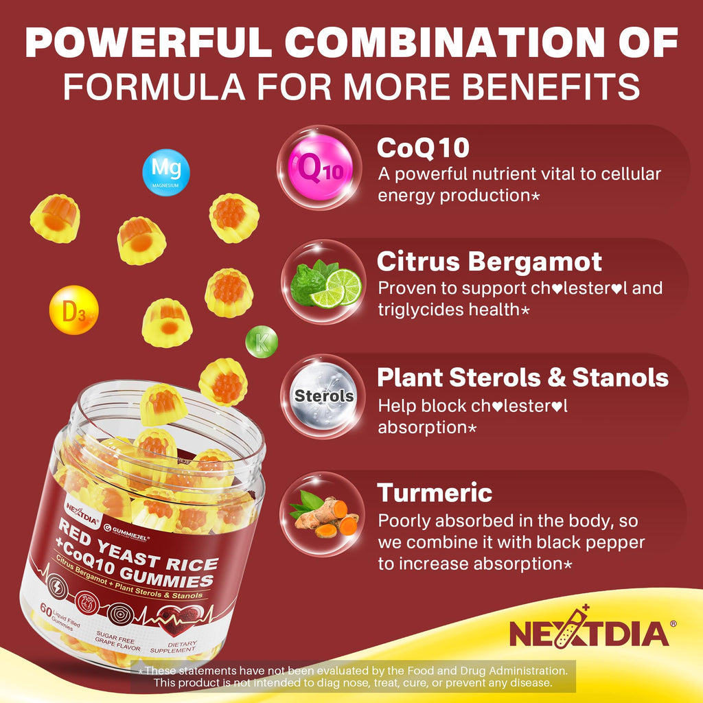 Red Yeast Rice Gummies 2400MG with CoQ10 Y577537