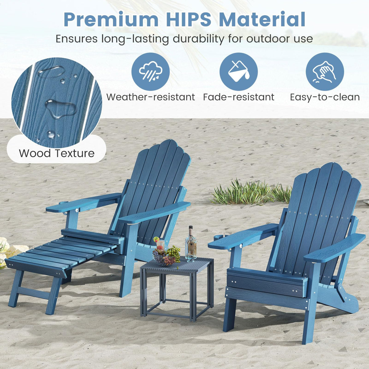 Folding Adirondack Chair with Adjustable Backrest and Ottoman P7041