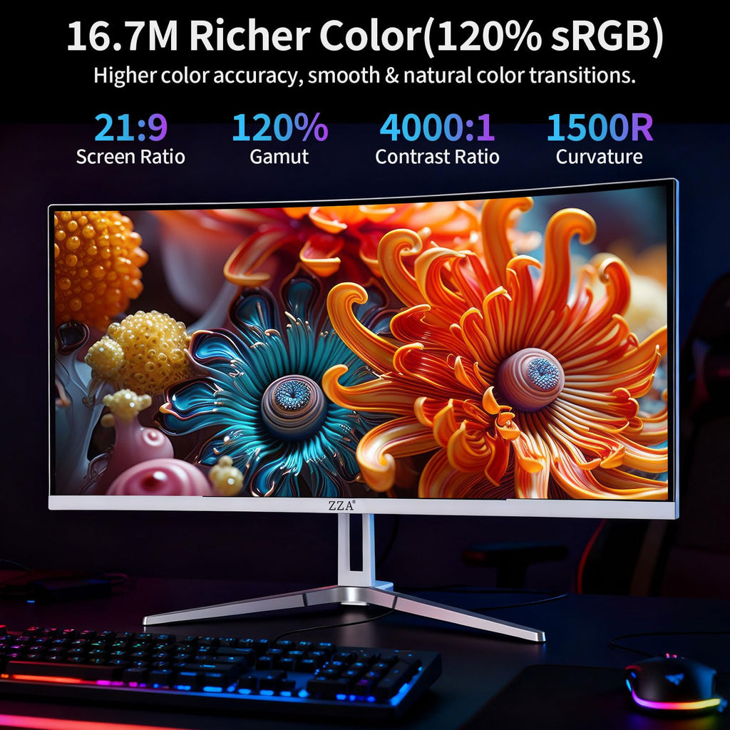 White 34'' Curved Ultrawide Gaming Monitor U563590