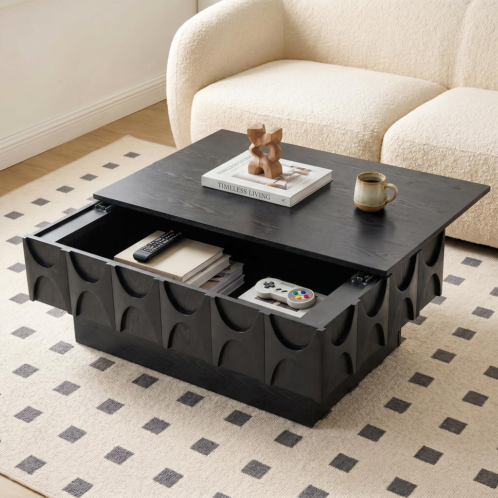 Black Coffee Table with Hidden Storage V651