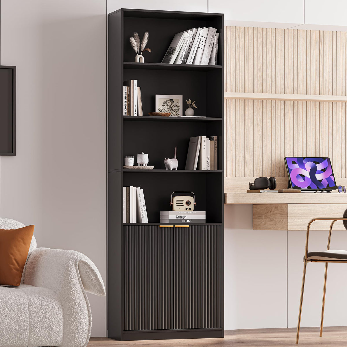 69" Tall 6 Shelf Bookcase with Doors P239
