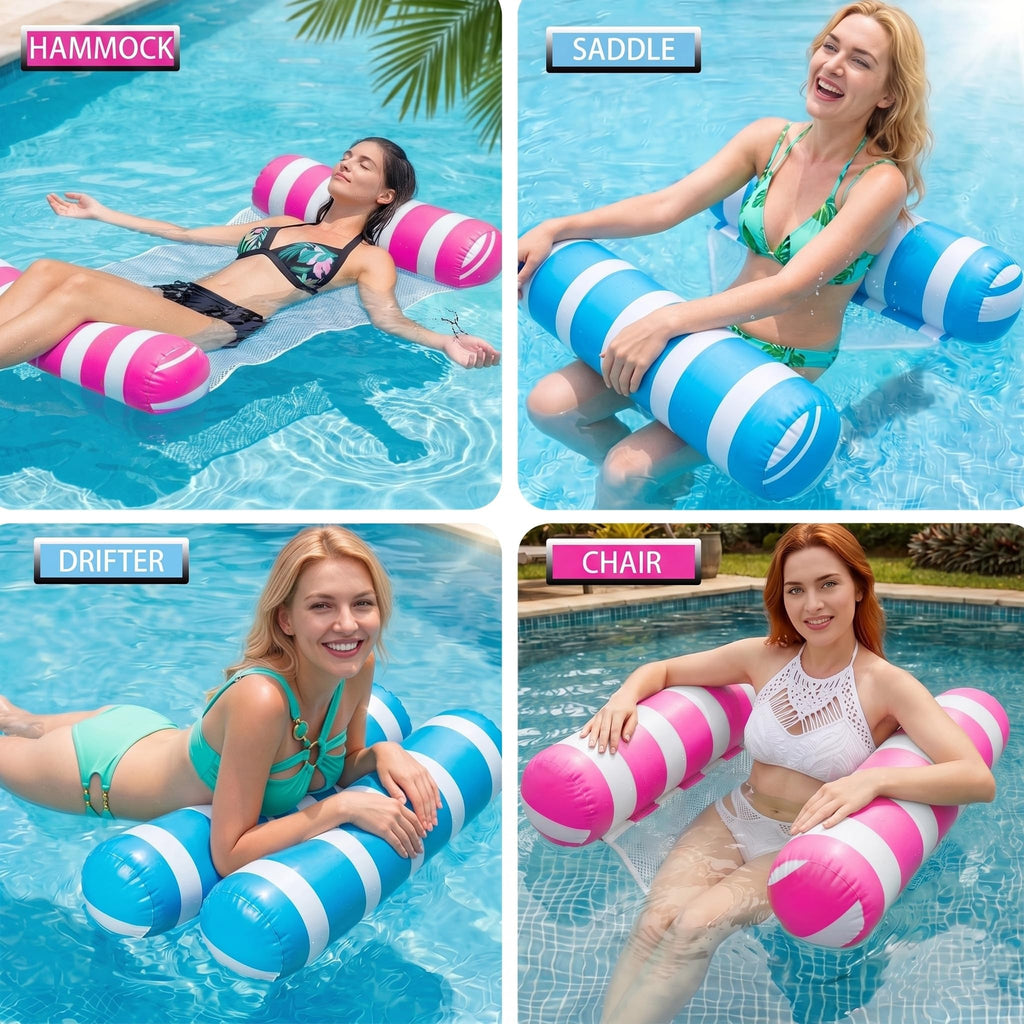 Inflatable Pool Floats Adult Size Water Hammock 4-in-1 Pool Lounge Chairs C122
