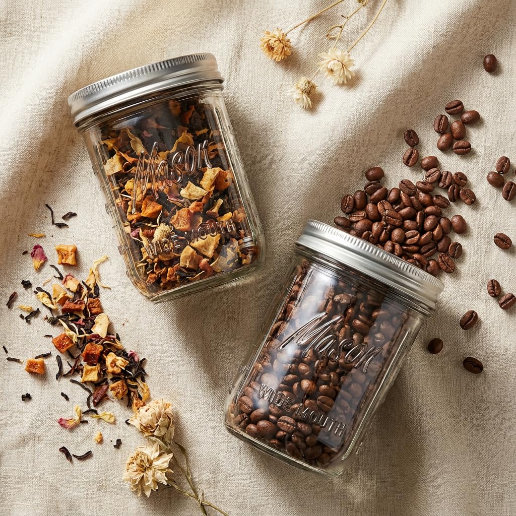 12 Pack 16 oz Wide Mouth Glass Mason Jars with Lids E2734