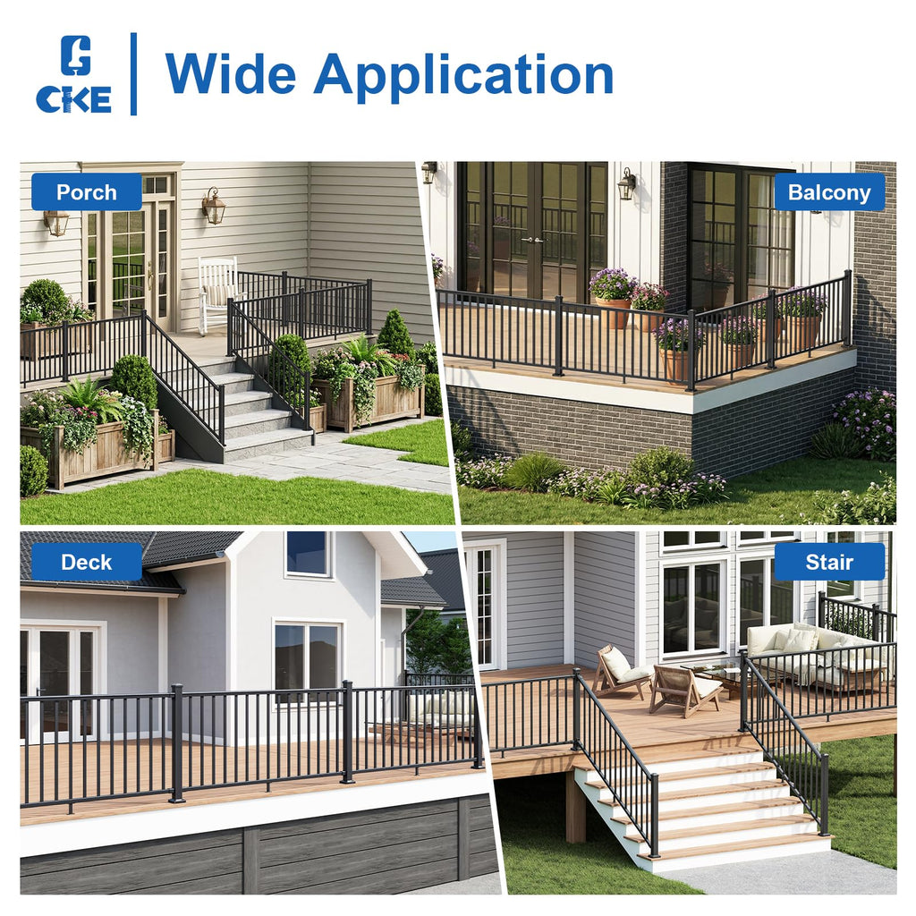 1 Pack 36 in. H x 6 ft. W Aluminum Stair Railing Kit with Post Y45654