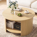 31.5" Round Wood Coffee Table with Storage P43636
