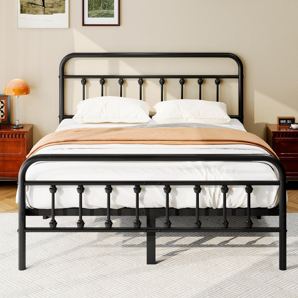 Full Size Metal Bed Frame with Headboard and Footboard D2568