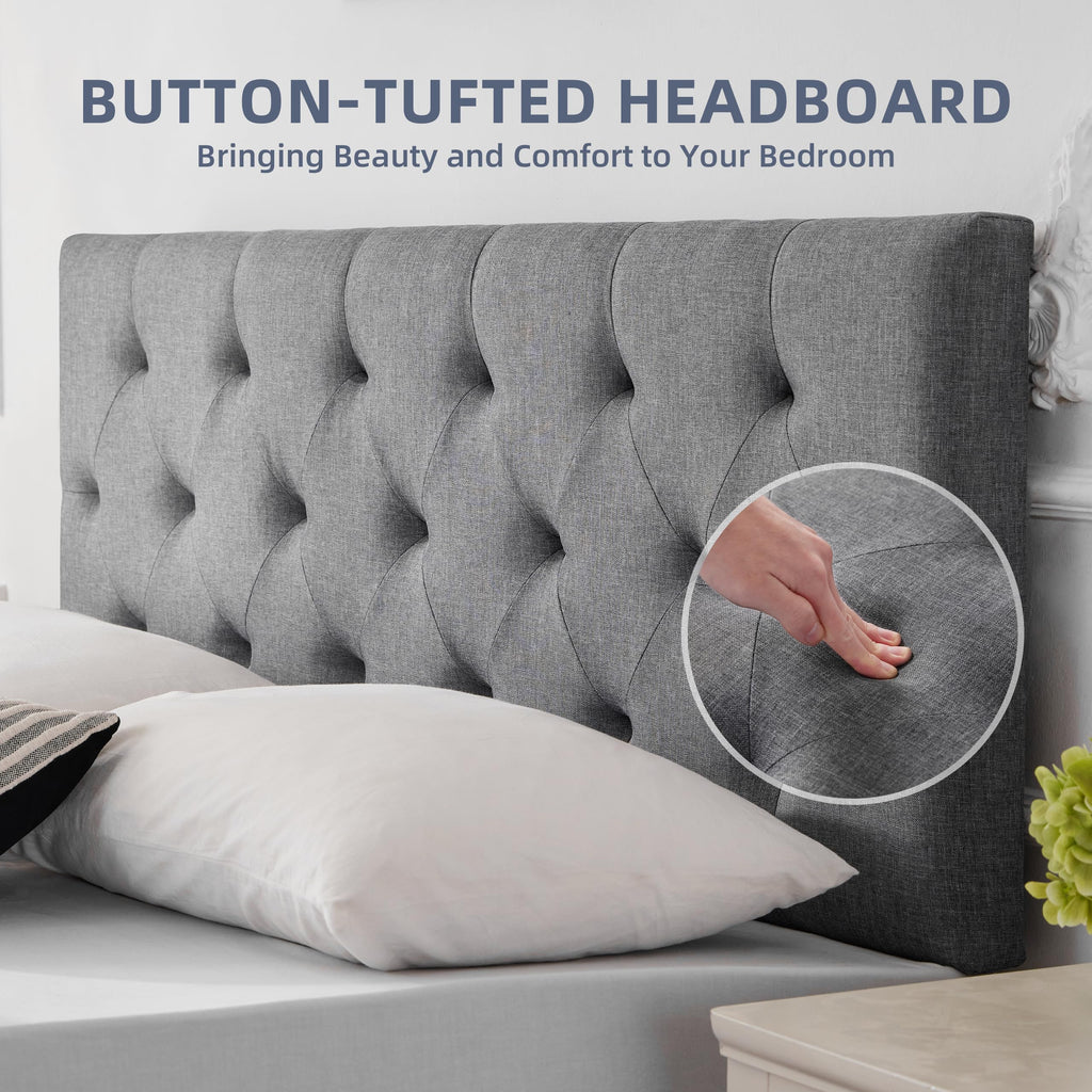 Queen Size Light Gray Linen Headboard I4225