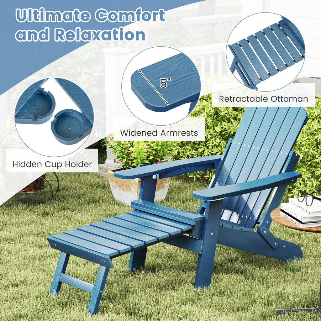 Folding Adirondack Chair with Adjustable Backrest and Ottoman P7041