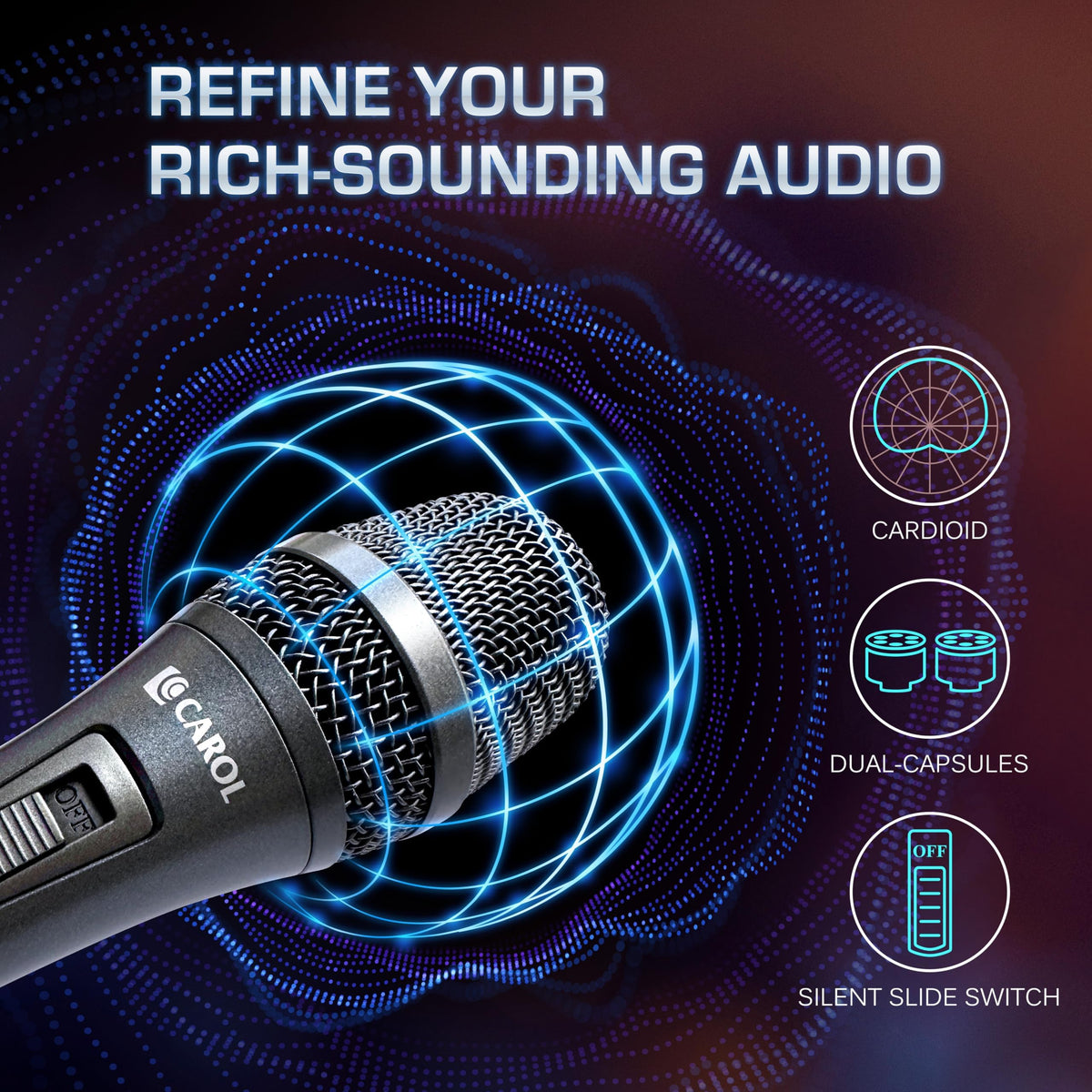 XLR Wired Dynamic Cardioid Vocal Microphone with Switch A21101