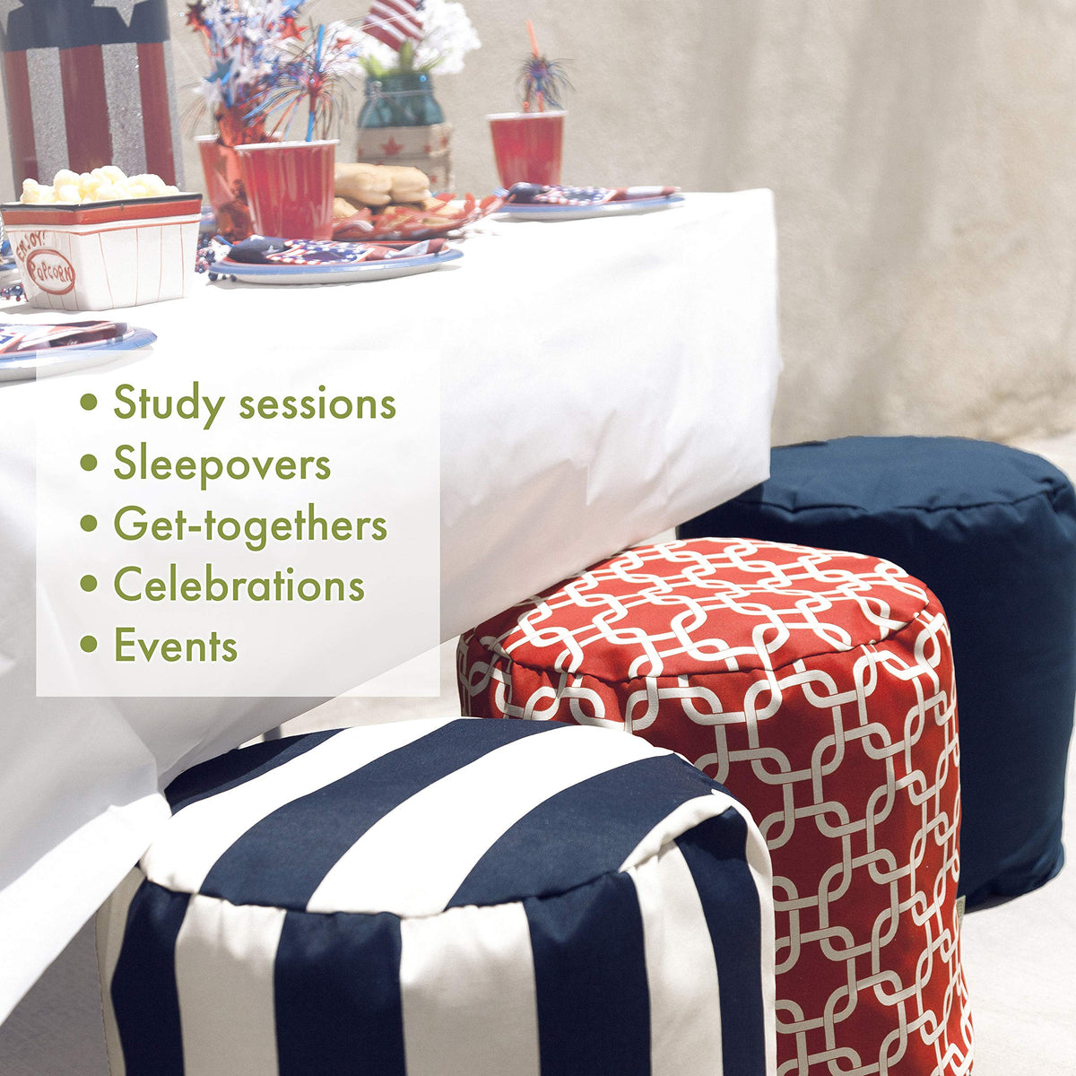 Teal Indoor/Outdoor Bean Bag Ottoman Pouf P273