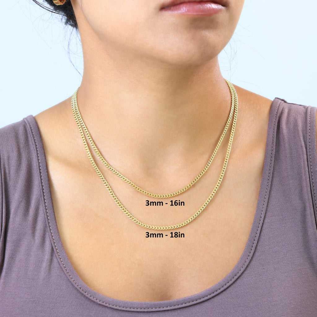 14k Yellow Gold Cuban Chain Necklace D9003