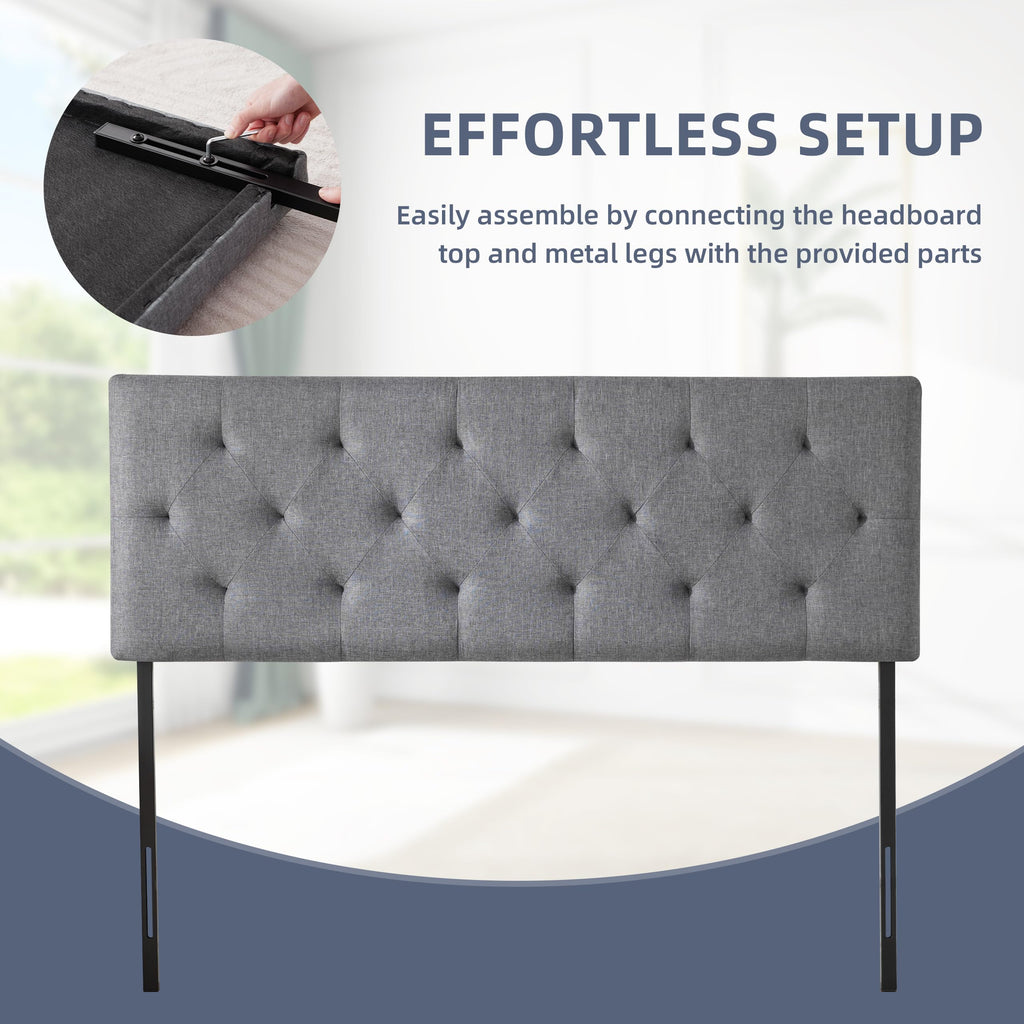 Queen Size Light Gray Linen Headboard I4225