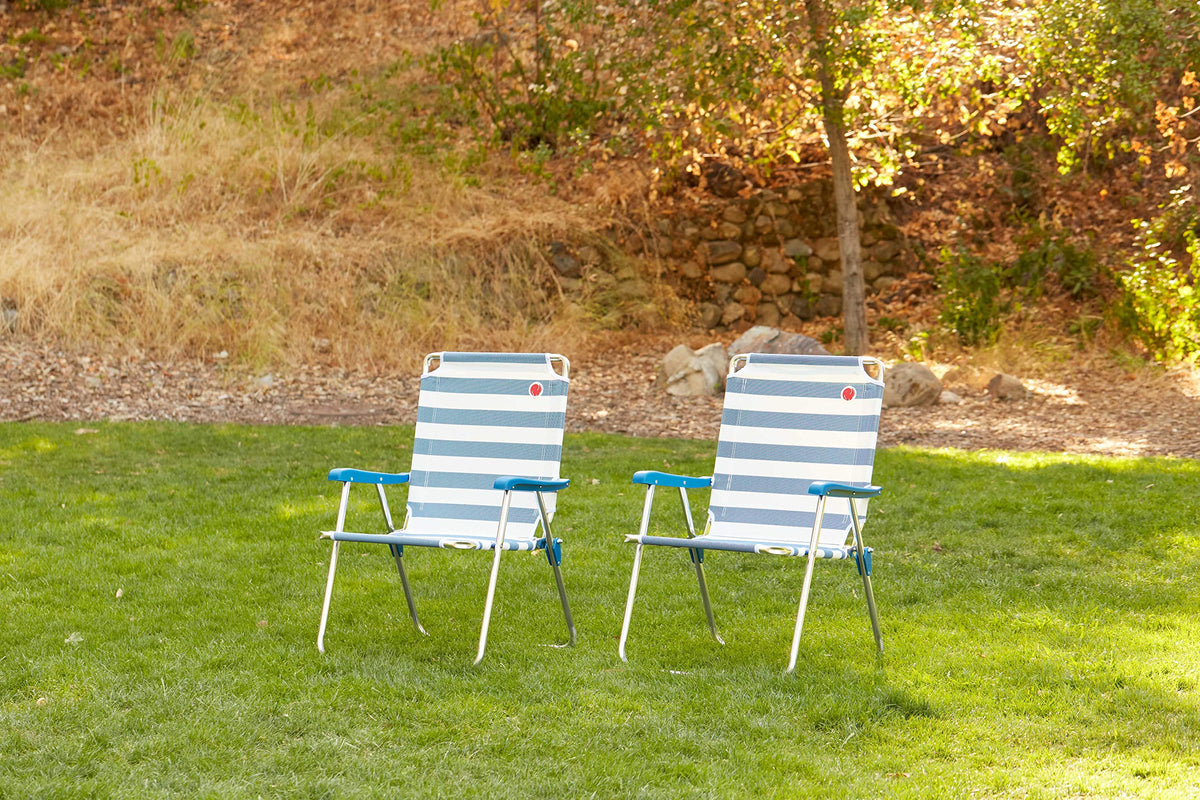 Folding Camp Lawn Chair 2 Pack Blue White Z233