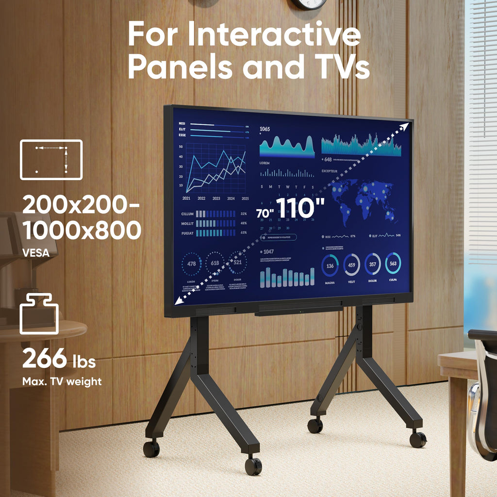 Mobile TV Stand on Wheels 70-110 Inch Black D692