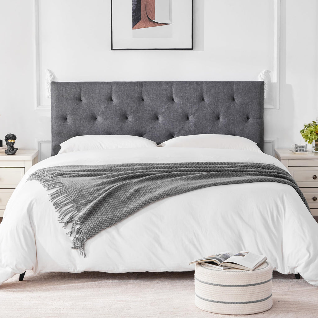 Queen Size Light Gray Linen Headboard I4225