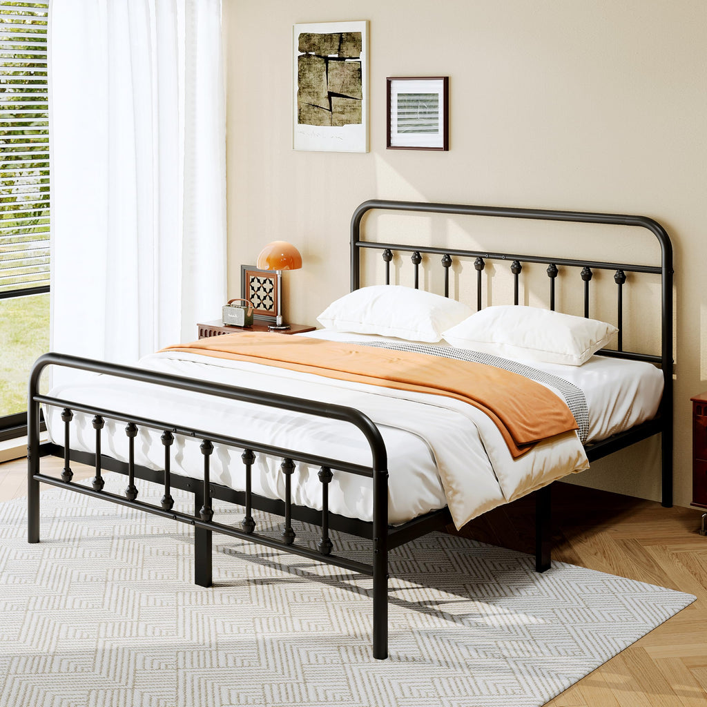 Full Size Metal Bed Frame with Headboard and Footboard D2568