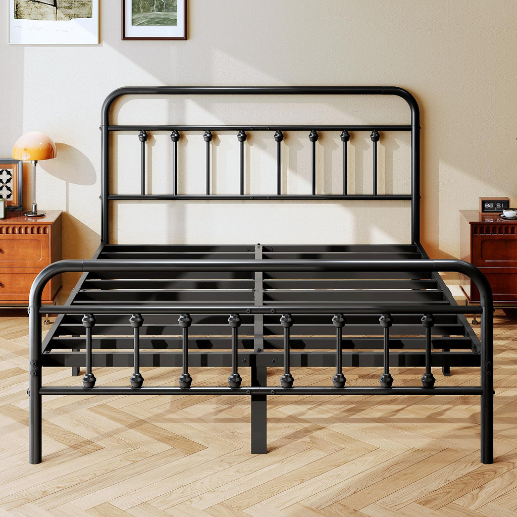 Full Size Metal Bed Frame with Headboard and Footboard D2568