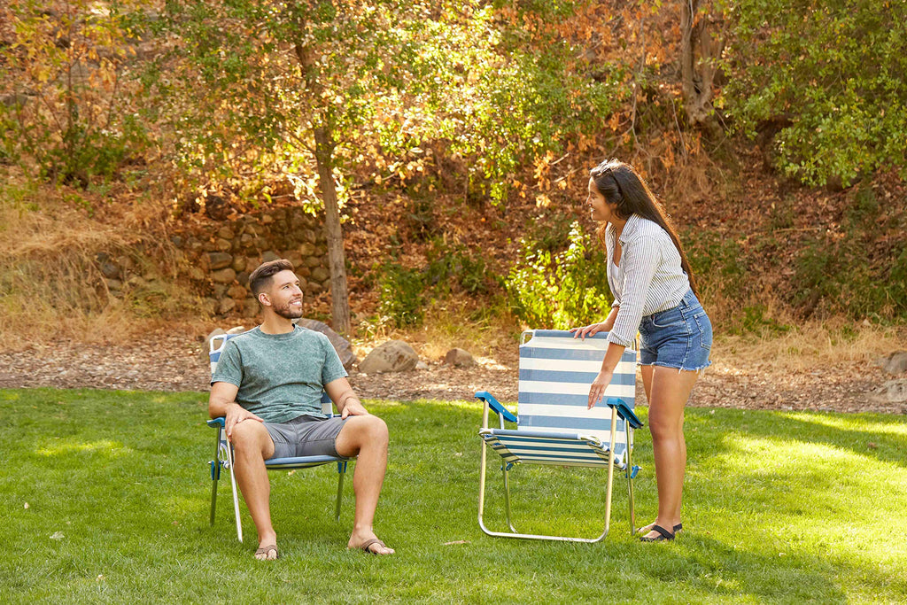 Folding Camp Lawn Chair 2 Pack Blue White Z233