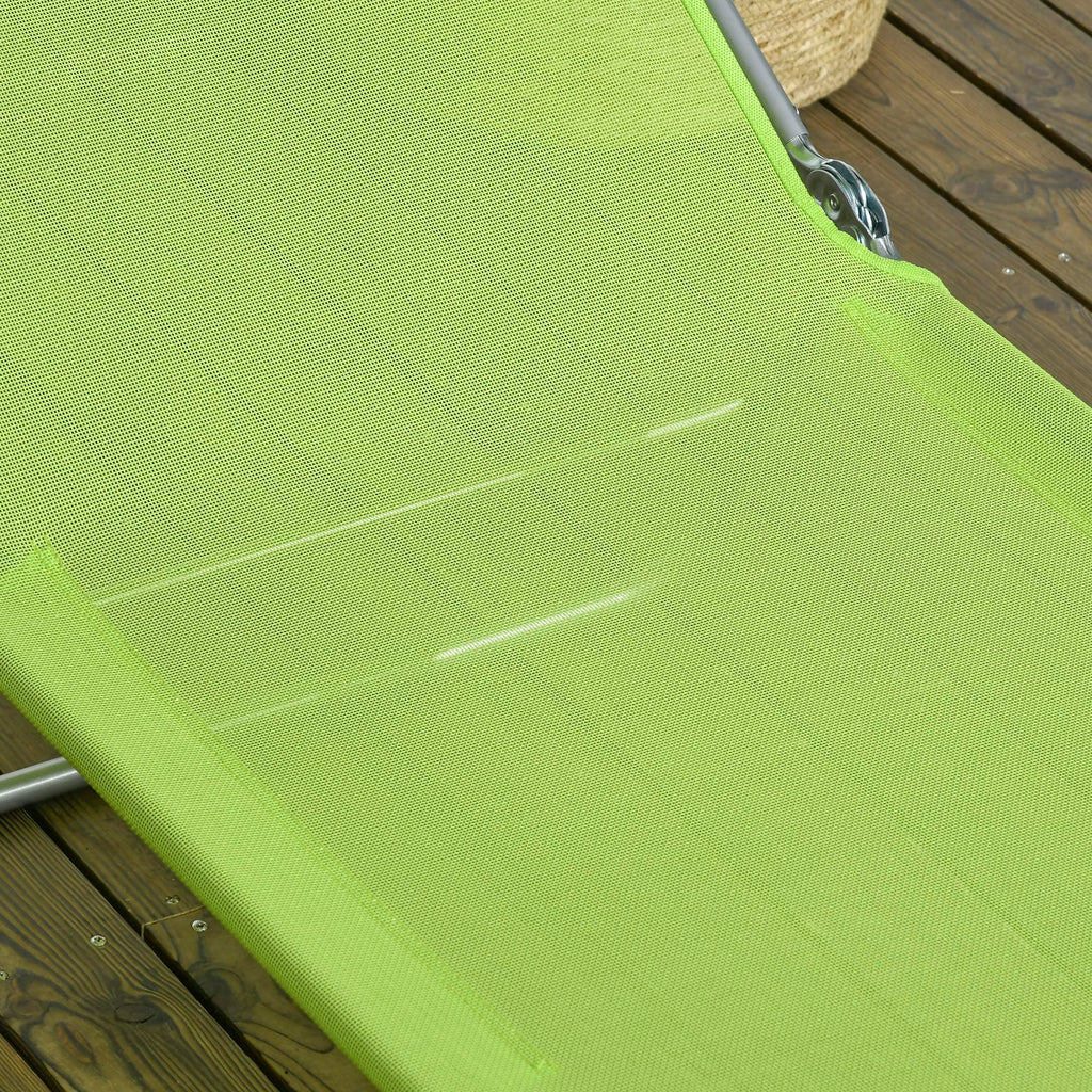 2 Piece Folding Chaise Lounge Chairs Reclining Back Green Y2383